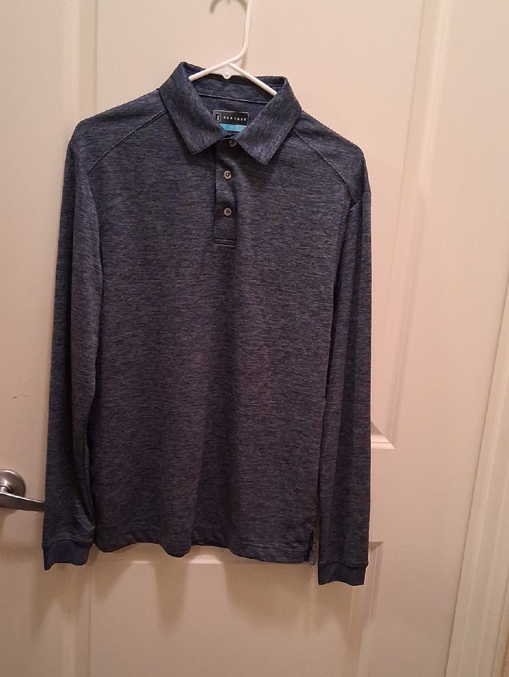 PGA Tour Long-Sleeve Polo - Heather Blue